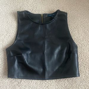 Black Leather Crop Top